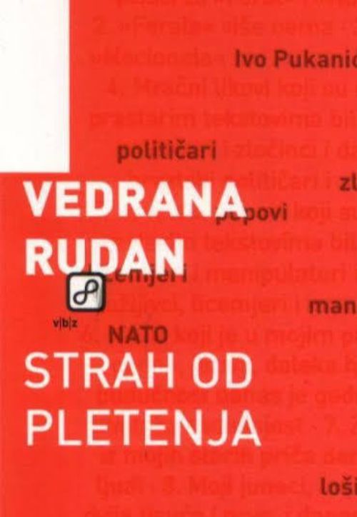 Knjiga "Strah od pletenja", avtor Vedrana Rudan – satira in humor. Izdala založba VBZ Zagreb. Prodaja: založba VBZ Ljubljana